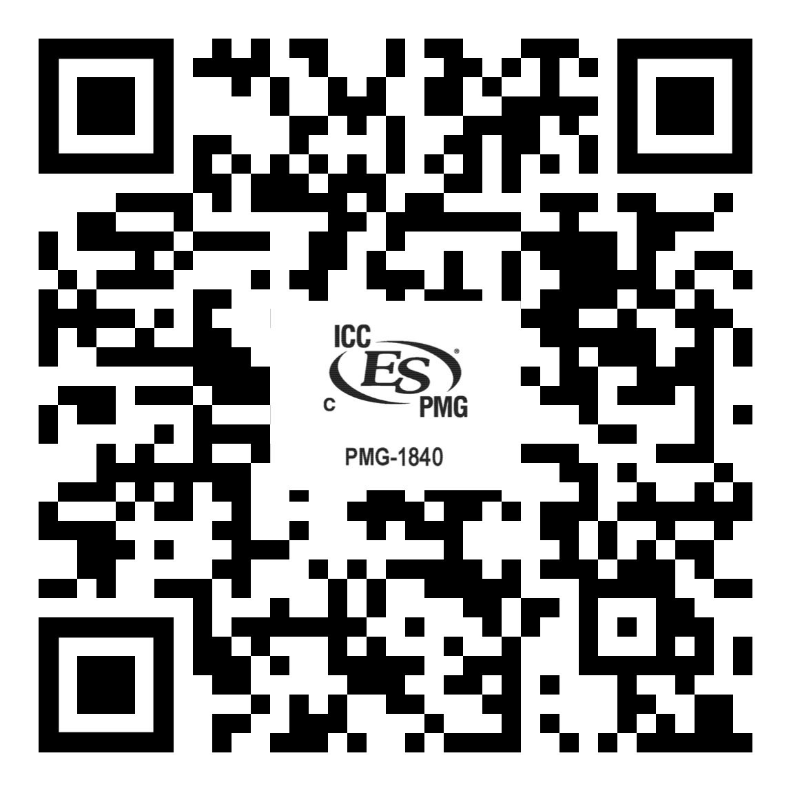 QR code linking to ICC-ES PMG listing PMG-1840