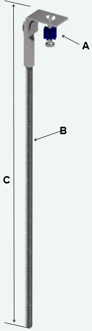 103 Threaded Rod Support with dimensioned callouts