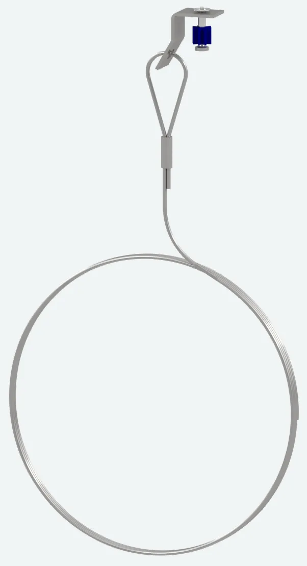 Coiled cable assembly with pin and clip